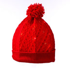 12" Lighted Red LED Knit Cap Christmas Tree Topper, Clear Lights