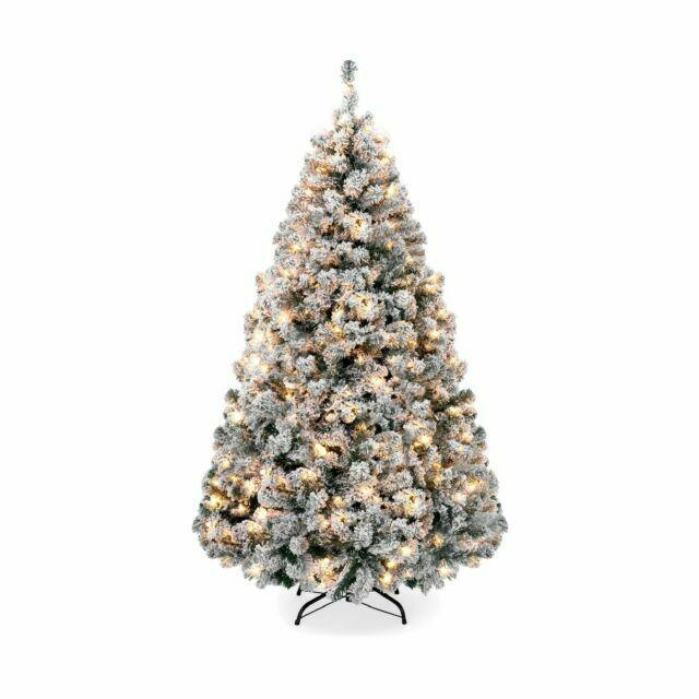 7.5ft Pre-Lit Snow Flocked Artificial Holiday Christmas Pin