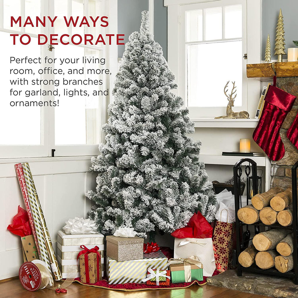 7.5ft Pre-Lit Snow Flocked Artificial Holiday Christmas Pin