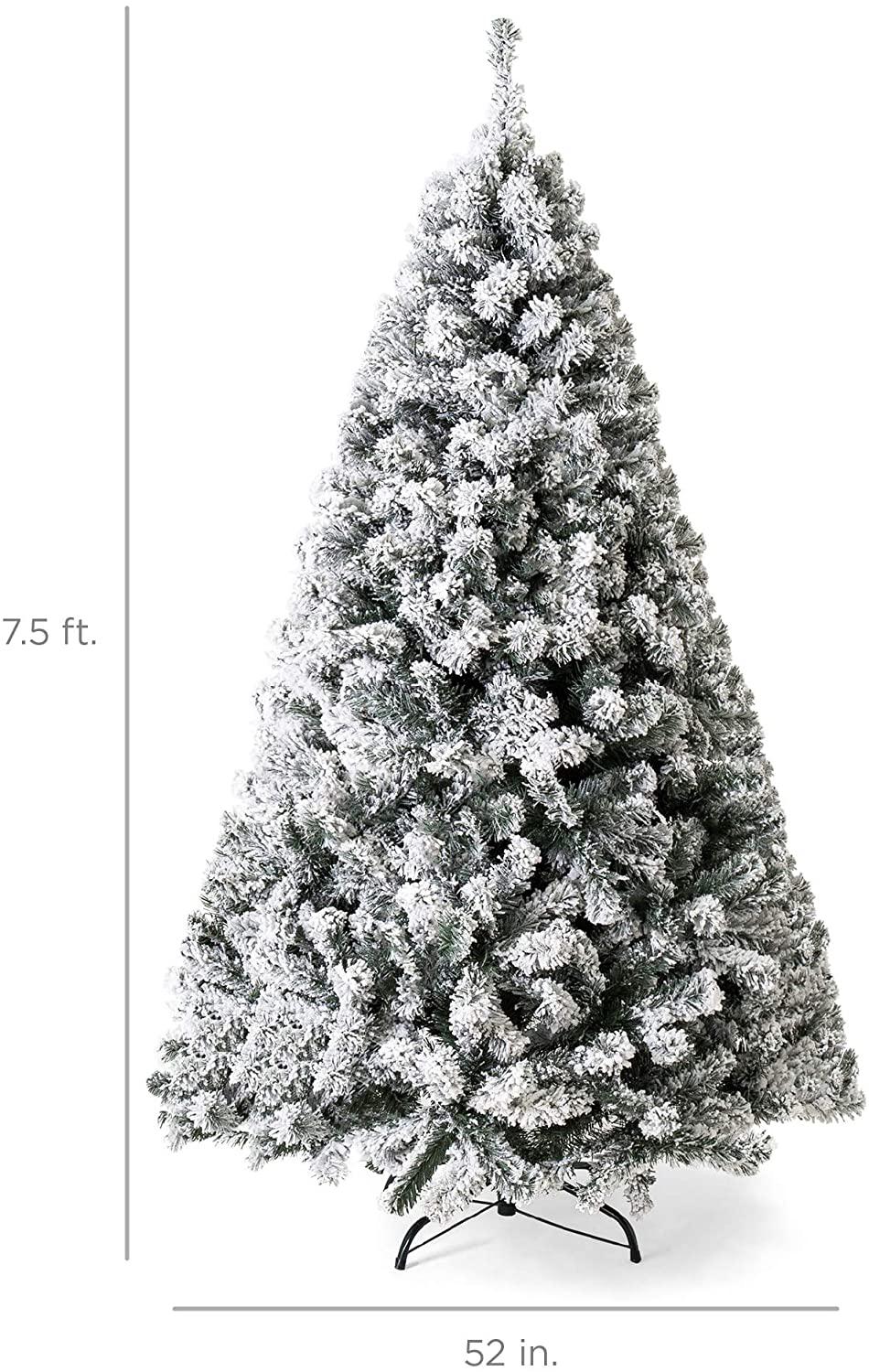 7.5ft Pre-Lit Snow Flocked Artificial Holiday Christmas Pin