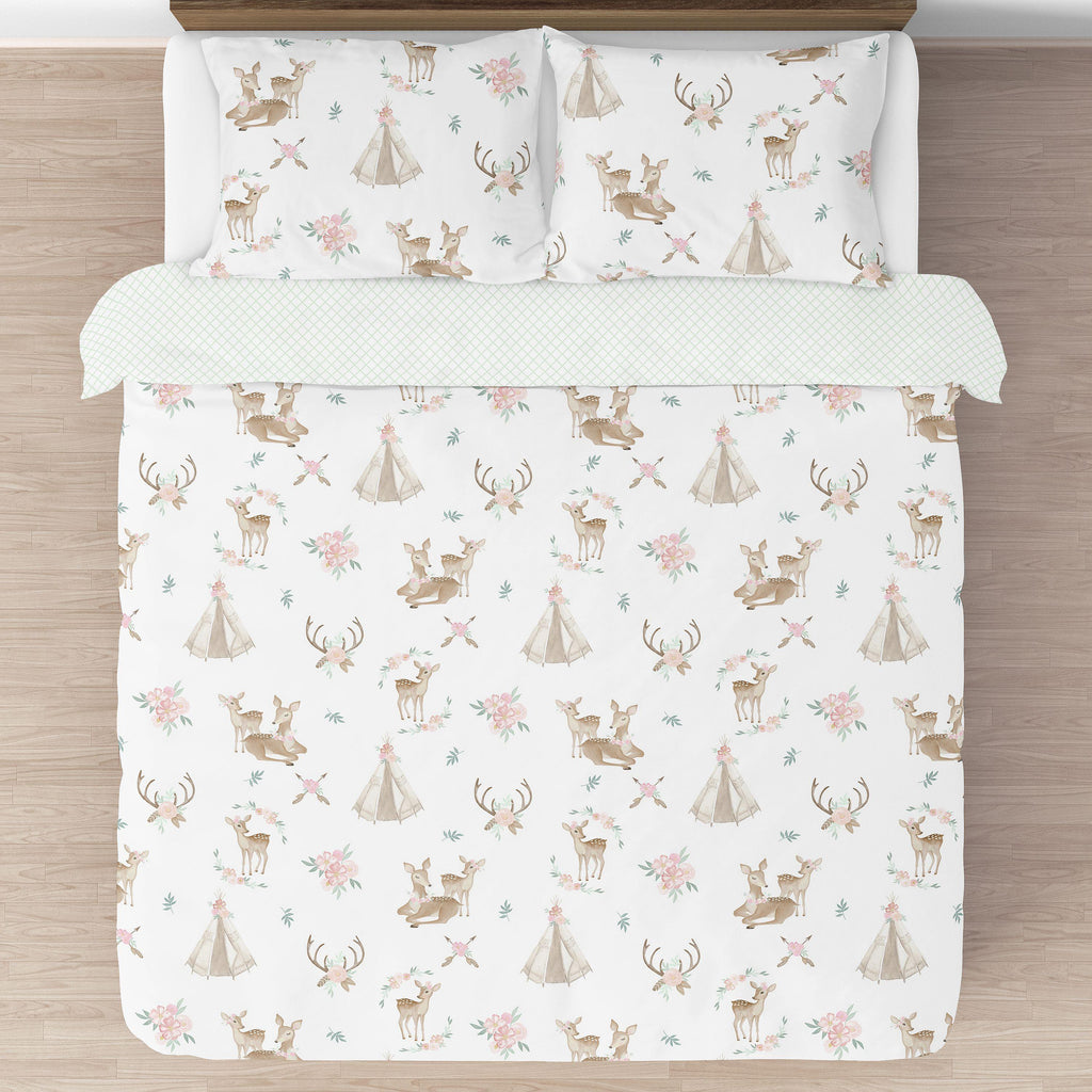 Deer Floral Full / Queen Bed Comforter Bedding Set by Sweet Jojo s