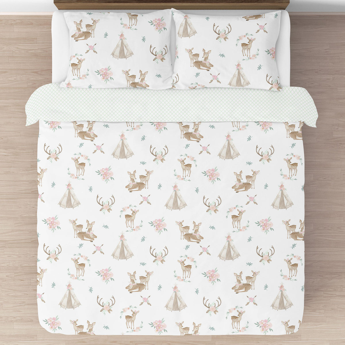 Deer Floral Full / Queen Bed Comforter Bedding Set by Sweet Jojo s