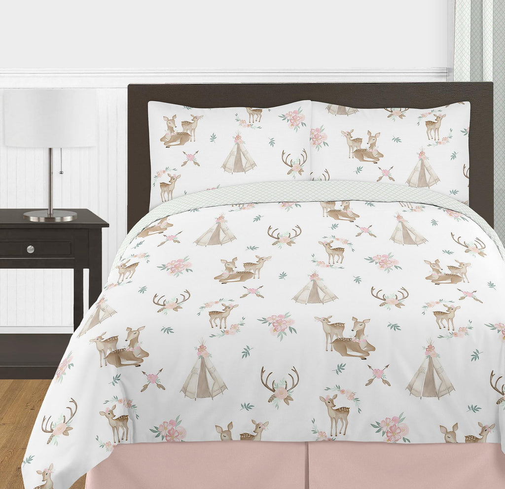 Deer Floral Full / Queen Bed Comforter Bedding Set by Sweet Jojo s