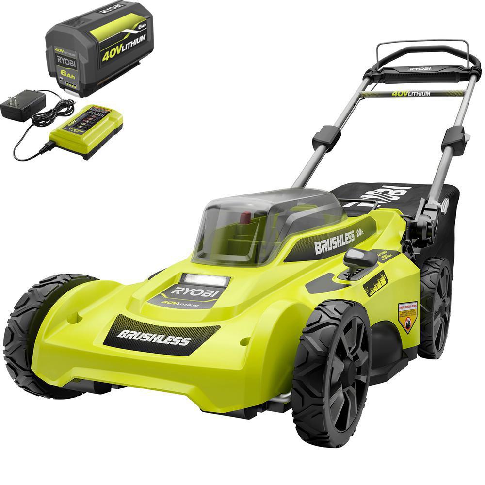 40V Brushless 20 in. Cordless Battery Walk Behind Push Lawn Mower with 6.0 Ah Ba