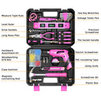 Pink Tool Set for Women,130 Piece Home Tool Kit for Women with 3.6V Cordless Rechargeable Screwdriver,Basic Household Tool Kit Set for Home,Apartment,ColleDorm & DIY Projects