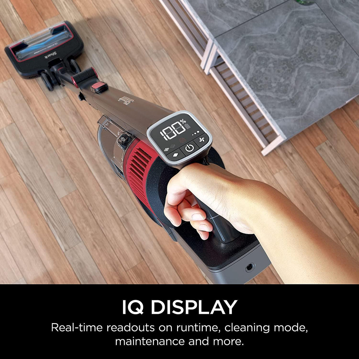Shark IZ662H Vertex Pro Lightweight Cordless Stick Vacuum with IQ Display, DuoClean PowerFins &amp; MultiFLEX, Includes Crevice Tool, Pet Multi-Tool &amp; Anti-Allergen Dusting Brush, 60min Runtime, Black/Red