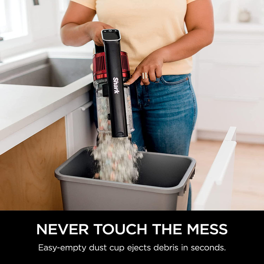 Shark IZ662H Vertex Pro Lightweight Cordless Stick Vacuum with IQ Display, DuoClean PowerFins &amp; MultiFLEX, Includes Crevice Tool, Pet Multi-Tool &amp; Anti-Allergen Dusting Brush, 60min Runtime, Black/Red