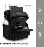 Diamond Tower Luggage Collection Lightweight Hardside Expandable 8-Wheel Spinner Travel Suitcase, Black, 2pc Bundle (Carry On+Backpack)