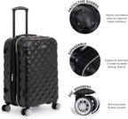 Diamond Tower Luggage Collection Lightweight Hardside Expandable 8-Wheel Spinner Travel Suitcase, Black, 2pc Bundle (Carry On+Backpack)