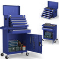 5-Drawers Tool Chest, 2-in-1 Rolling Tool Box with Wheels and Drawers, Detachable StoraToolbox with Lock, Heavy-Duty Metal Tool Cart for Garage, Workshop (Blue)