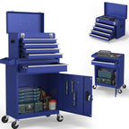 5-Drawers Tool Chest, 2-in-1 Rolling Tool Box with Wheels and Drawers, Detachable StoraToolbox with Lock, Heavy-Duty Metal Tool Cart for Garage, Workshop (Blue)