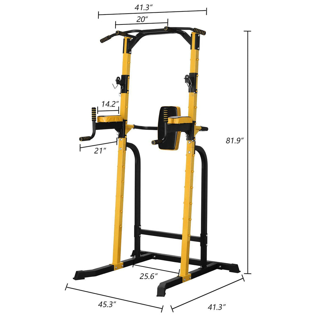 Joppoint Power Tower Weight capacity 661 LBS Multi-Function Dip Stands Pull Up Tower Height Adjustable Full Body Home Fitness Gym Tower