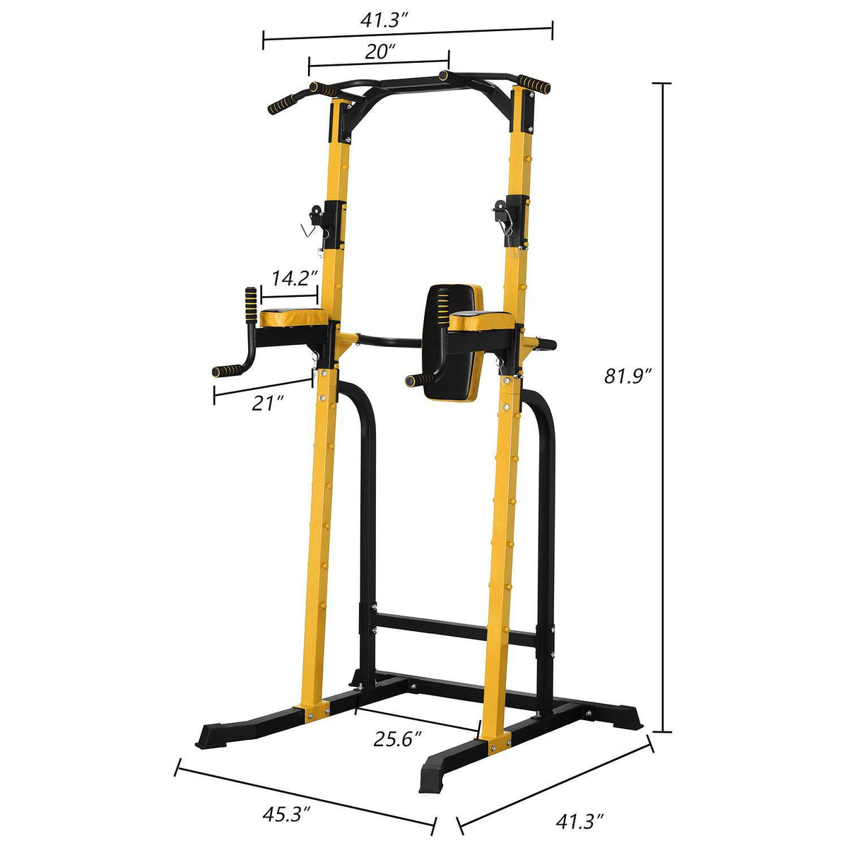 Joppoint Power Tower Weight capacity 661 LBS Multi-Function Dip Stands Pull Up Tower Height Adjustable Full Body Home Fitness Gym Tower