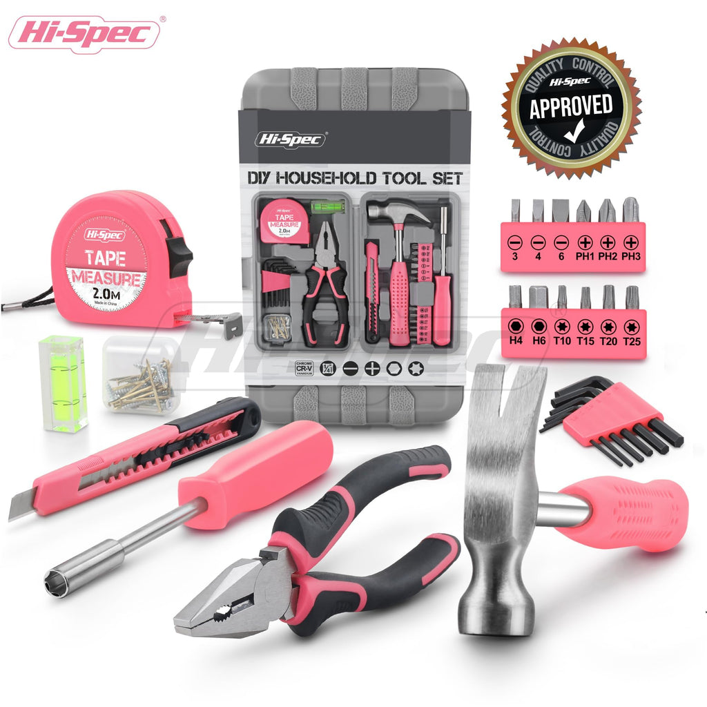 Tool Set 25pc Pink Household DIY Tool Kit for Women. Small Mini Tool Box Set of Starter Basic Ladies Tools | 25pc, Household  repair and maintenance, starter tool kit, mini tool set, ladies portable toolbox, DIY Gift
