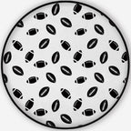 HitecAmerican Football Pet Mat,Mono Pattern with Black Rugby Balls American Culture Sports Play Decorative for Dogs and Cats,5'Round