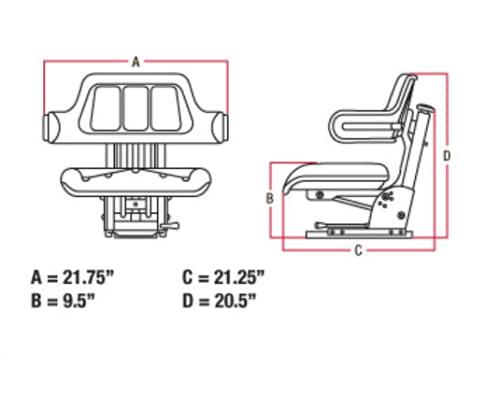 e-w222bl wrap around black universal tractor seat for john deere, ford, massey ferguson