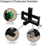 titan attachments tractor drawbar suitcase with weight brackets 2" receiver cat 0 3-pt