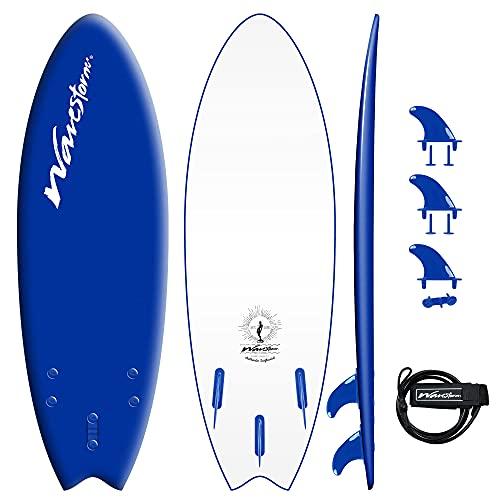 Wavestorm -Soft Top Foam 56" Surfboard/Fish Swallow Tail Surfboard for Beginners and All Surfing Levels Youth Complete Set Inclu