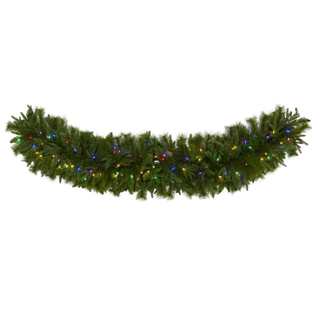 6 ft. x 18 in. Pre-Lit Christmas Pine Extra Wide Artificial Garland with 100 Multi-Colored LED Lights
