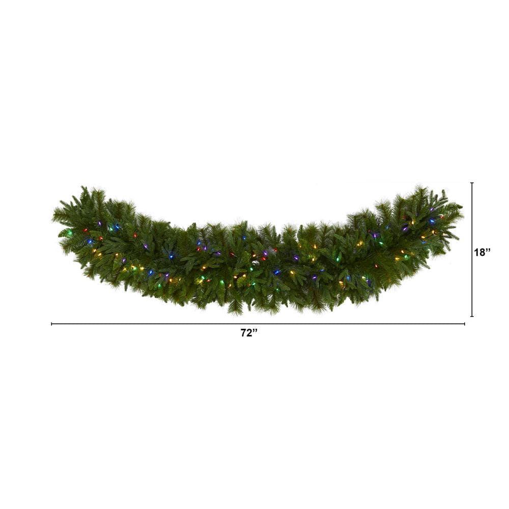 6 ft. x 18 in. Pre-Lit Christmas Pine Extra Wide Artificial Garland with 100 Multi-Colored LED Lights