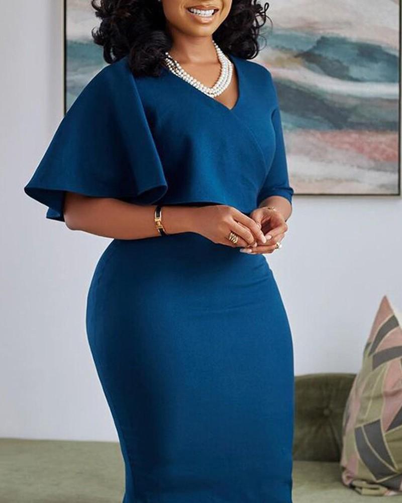 ruffle hem open back midi dress