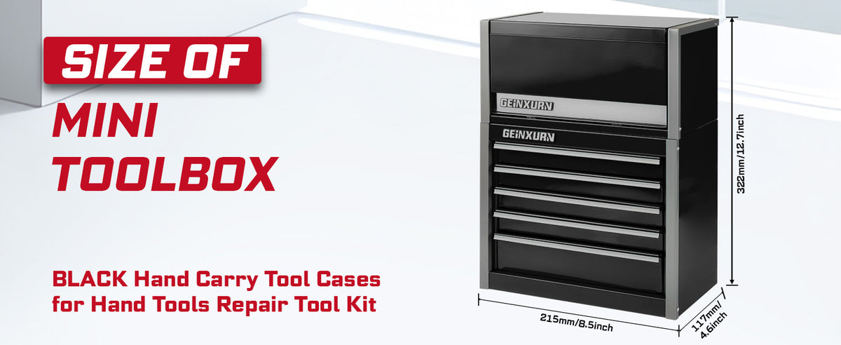 8-Drawer Rolling Black Tool Box, Heavy Duty Micro Roll Cab Steel Stackable Tool Chest with Lockable Drawers, 2-in-1 Lar& Compact Combo Set (3-Drawer + 5-Drawer) for Garage, Workshop