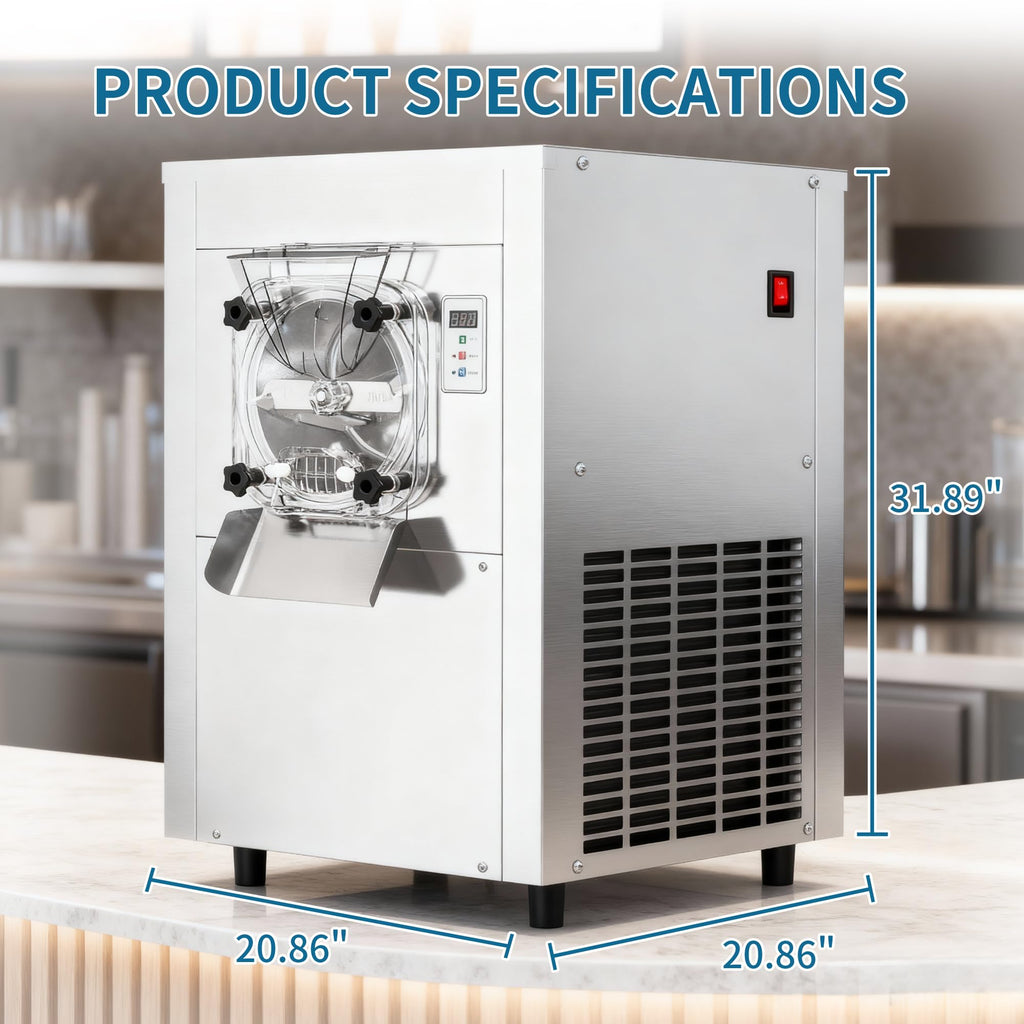 Commercial Hard Ice Cream Maker Machine 1600W 110V 4.7 to 5.7 Gallons Per Hour Gelato Ice Cream Machine with Auto Clean LED Panel Perfect for Snack Bar Restaurants