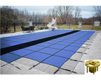 gli hyperlite solid pool safety cover w/ sure-flo drain &amp; step &amp; wood anchors