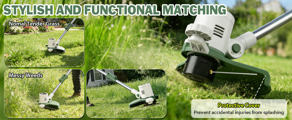 21V 3-in-1 Cordless Weed Wacker Eater-Weeding/Trimming/Lawn Mower, with 8 Replace Auto Line Feed, Electric Grass Trimmer for Garden, Lawn, 120 Mins of Non-Stop (2x4.0 mAh Battery Included)
