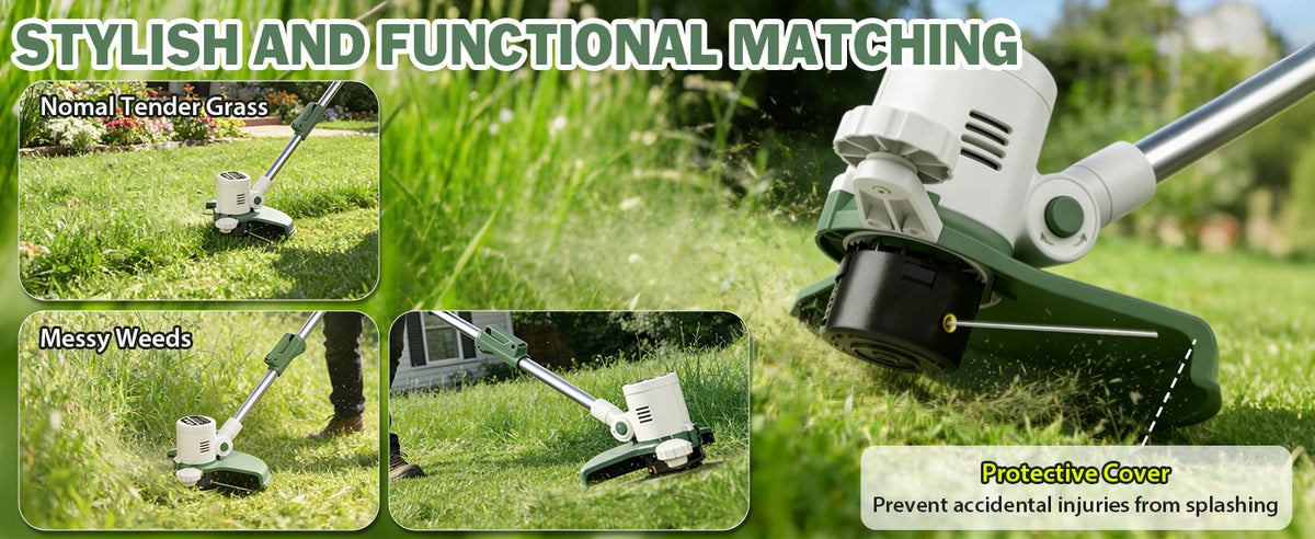 21V 3-in-1 Cordless Weed Wacker Eater-Weeding/Trimming/Lawn Mower, with 8 Replace Auto Line Feed, Electric Grass Trimmer for Garden, Lawn, 120 Mins of Non-Stop (2x4.0 mAh Battery Included)