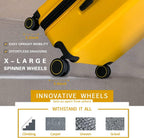 land 3 Piece Luggage Sets with X-Large Spinner Wheels, Expandable Hardshell Luggage Sets, Travel Suitcase Set TSA Approved (20/24/29-Inch, Yellow)