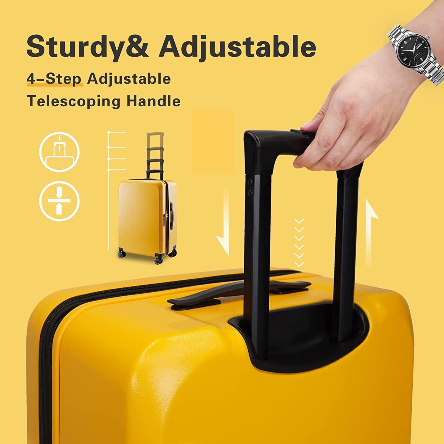 land 3 Piece Luggage Sets with X-Large Spinner Wheels, Expandable Hardshell Luggage Sets, Travel Suitcase Set TSA Approved (20/24/29-Inch, Yellow)