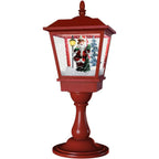 25 in. Christmas Tabletop Musical Snowy Lantern with Sant Scene, Cascading Snow and Christmas Carols