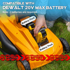 40V Cordless Lawn Mower (No Battery) Compatible with Dewalt 2 * 20VMax Battery, 18" Electric Lawn Mower with 6 Heights Adjustment, Brushless Electric Mower for Garden, Yard