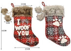 ZMDZA 2PS Christmas Dog Paw Socks Pet Socks Fur Collar Lattice English Socks Christmas Tree Pendants Christmas Decorations