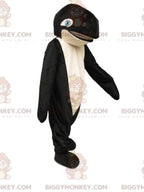 BIGGYMONKEYMascot Costume of Black and White Orca with Blue Eyes