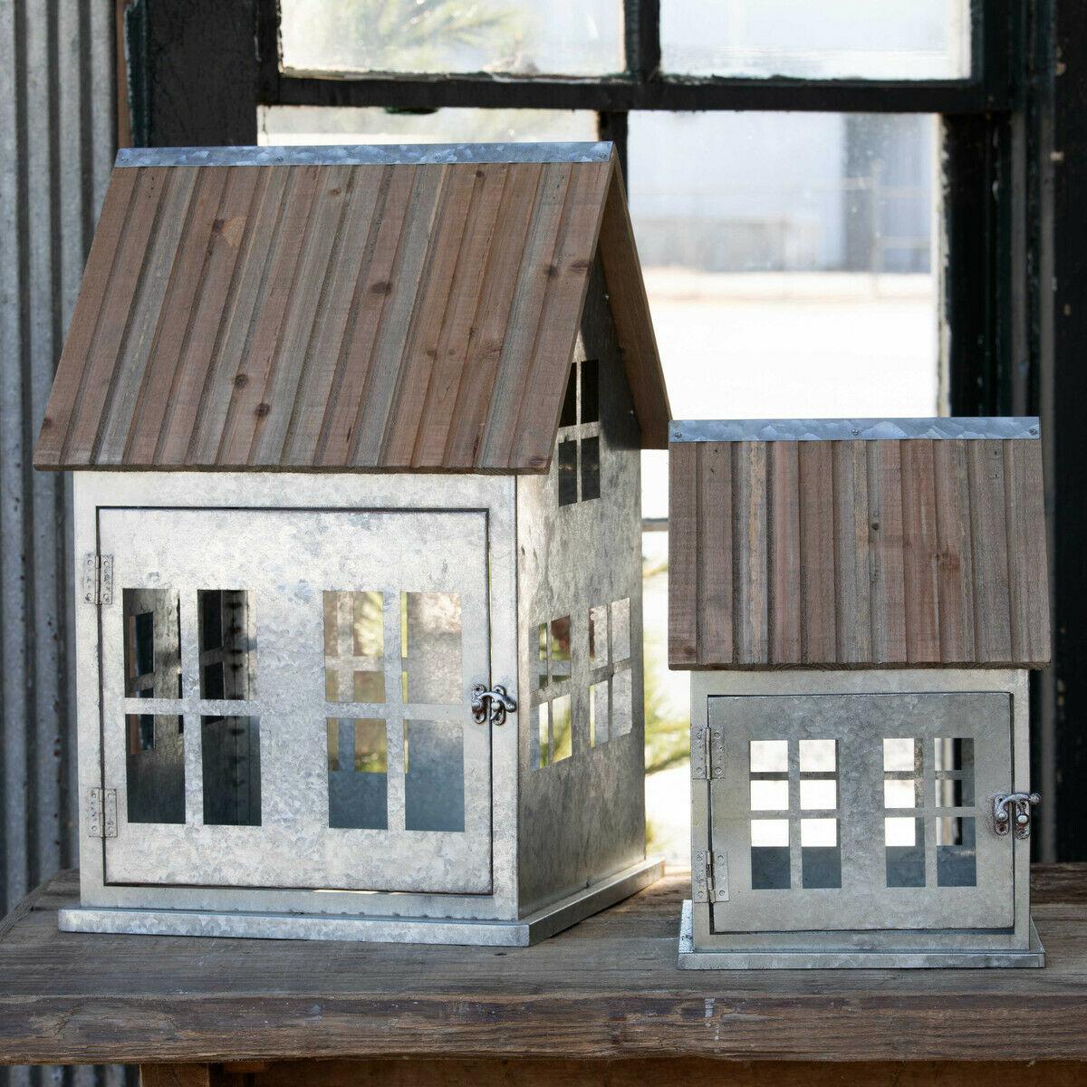 Park Hill Collection Wooden Roof Christmas Cottages, Set Of 2