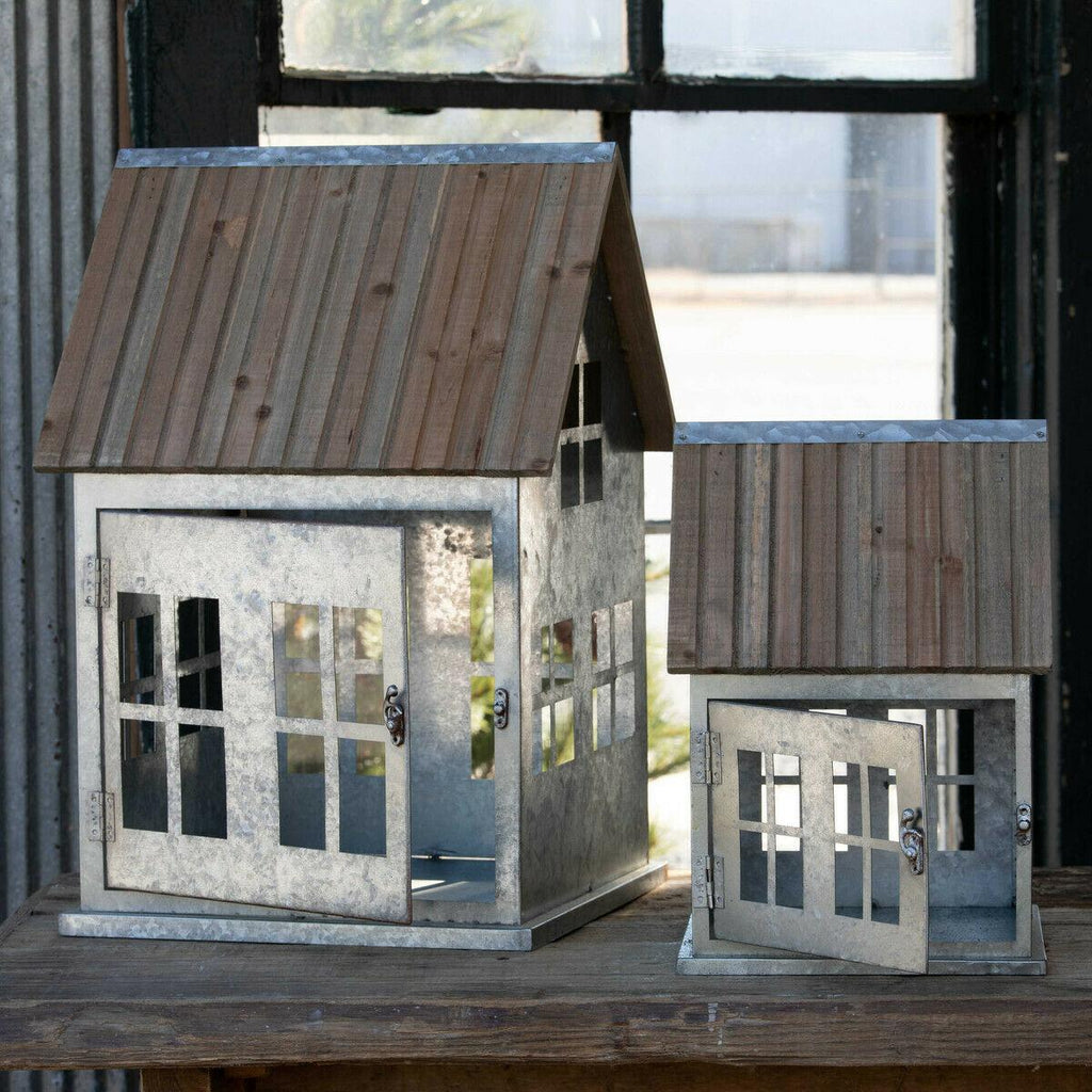 Park Hill Collection Wooden Roof Christmas Cottages, Set Of 2