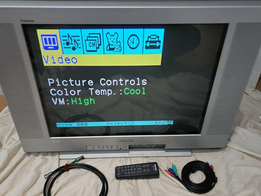 vtg 2003 sony 24" crt retro gaming tv tube rca gamer flatscreen tested remote