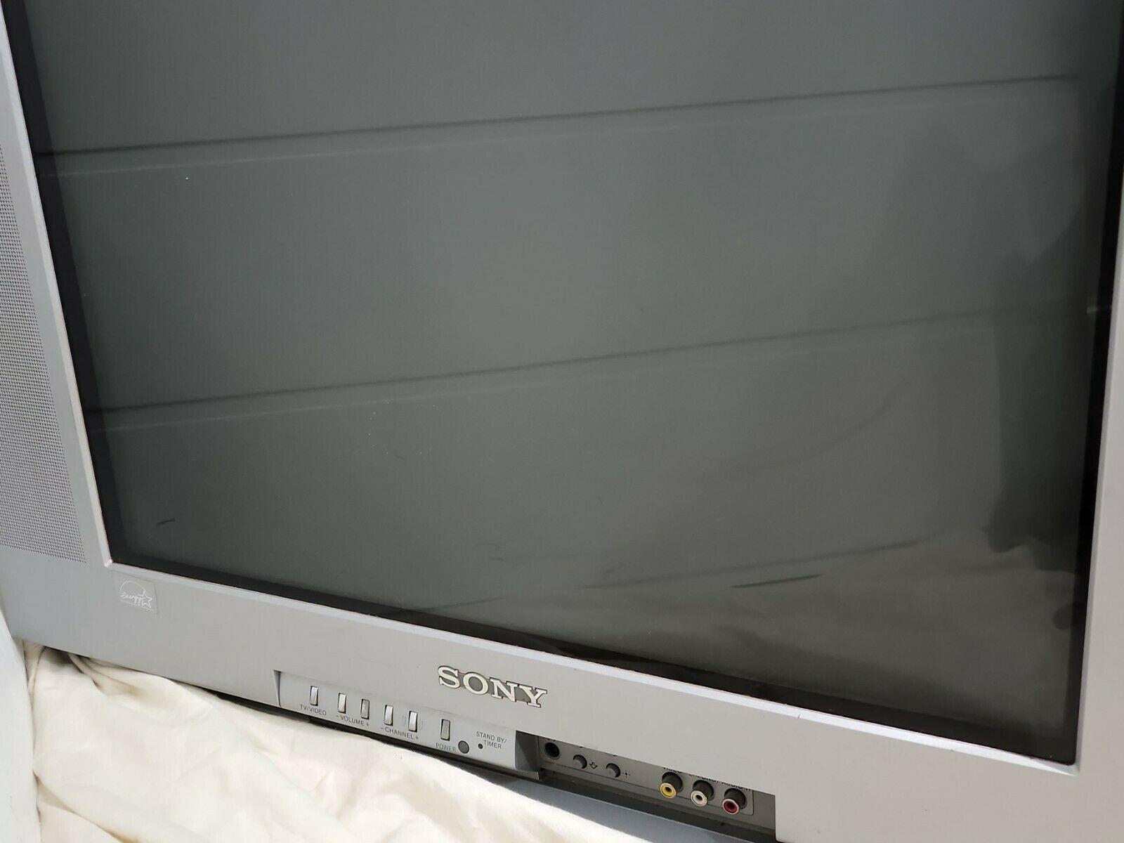 vtg 2003 sony 24" crt retro gaming tv tube rca gamer flatscreen tested remote