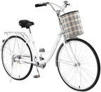 Cruiser Bikes 26 inch Classic Retro Bicycles for Women Comfortable Commuter Bike for Leisure Picnics&amp;Shopping,Road Bike,Women's Seaside Travel Bicycle with Baskets&amp;Rear Racks