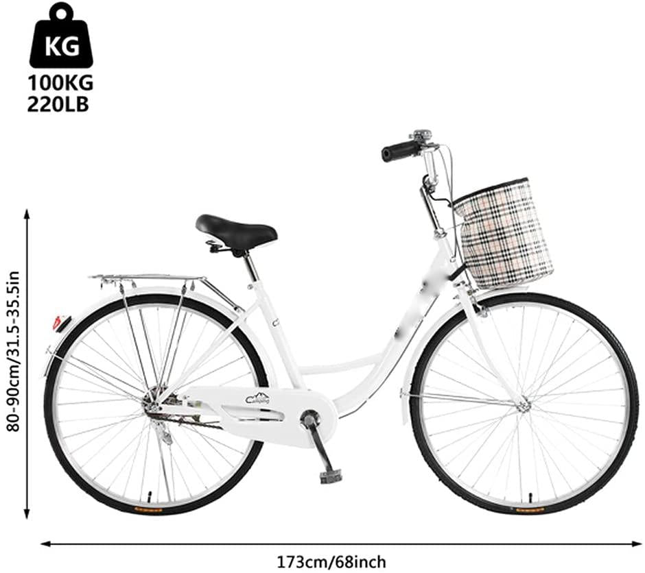 Cruiser Bikes 26 inch Classic Retro Bicycles for Women Comfortable Commuter Bike for Leisure Picnics&amp;Shopping,Road Bike,Women's Seaside Travel Bicycle with Baskets&amp;Rear Racks