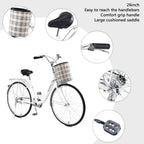 Cruiser Bikes 26 inch Classic Retro Bicycles for Women Comfortable Commuter Bike for Leisure Picnics&amp;Shopping,Road Bike,Women's Seaside Travel Bicycle with Baskets&amp;Rear Racks