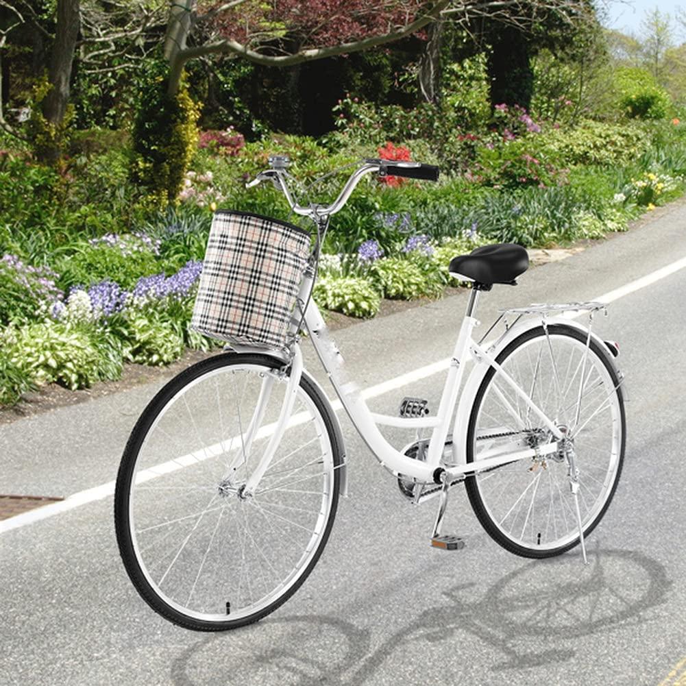Cruiser Bikes 26 inch Classic Retro Bicycles for Women Comfortable Commuter Bike for Leisure Picnics&amp;Shopping,Road Bike,Women's Seaside Travel Bicycle with Baskets&amp;Rear Racks