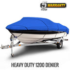 Sportsman 1200 Denier 12 ft. to 14 ft. (Beam Width to 68 in.) Blue V-Hull Fishing Boat Cover Size BT-1