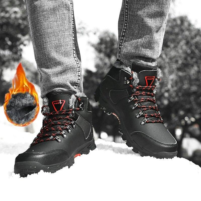 High Quality Men Hiking Shoes Winter Plush Snow Boots