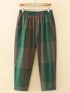 Checked Carrot Pants Two-piece Blouse