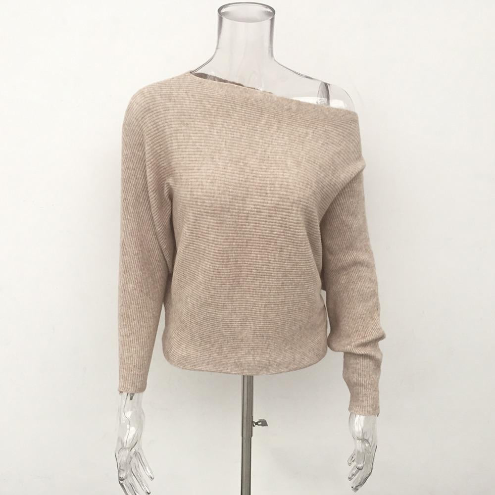Women's Clothing - Fashion Cotton Sexy Loose One Shoulder Sweater