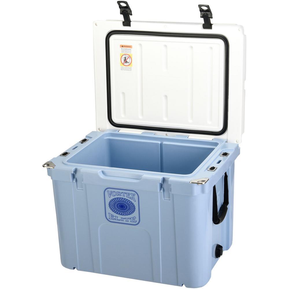 Elite 55 Qt. Rotational-Molded Customizable Cooler System with 1-Set of Beach Wheels in Corn Flower