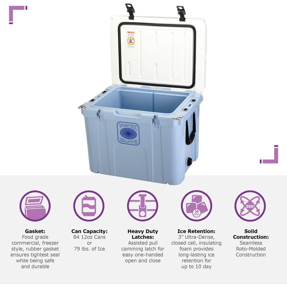 Elite 55 Qt. Rotational-Molded Customizable Cooler System with 1-Set of Beach Wheels in Corn Flower